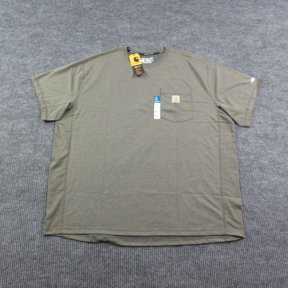 Carhartt Shirt Mens 2XL Green Polyester Crew Neck Pocket Logo Relaxed Fit NWT